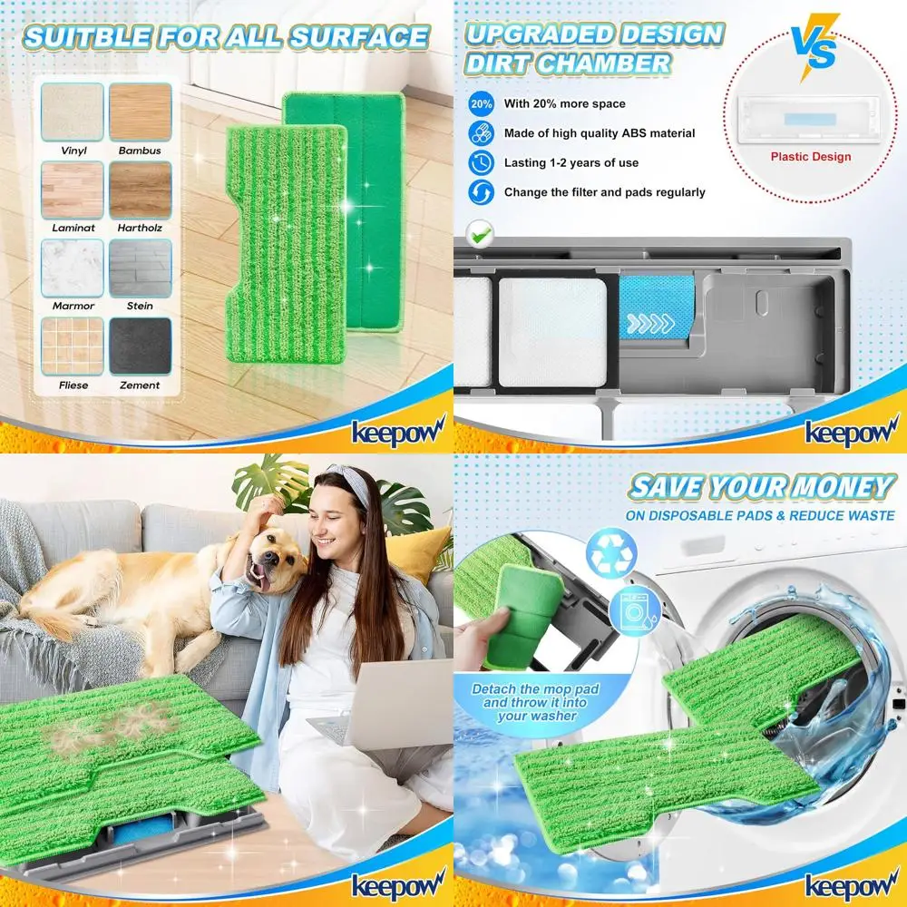 

Shark Vac Mop Compatible Reusable Pads, 3-Pack with Enhanced Dirt Trap for Hardwood Floors