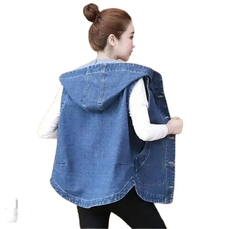 

Denim Vest Female Spring Autumn 2023 New Waistcoat Korean Women Coat Slim Medium Long Cowboy College Wind Sleeveless Jacket