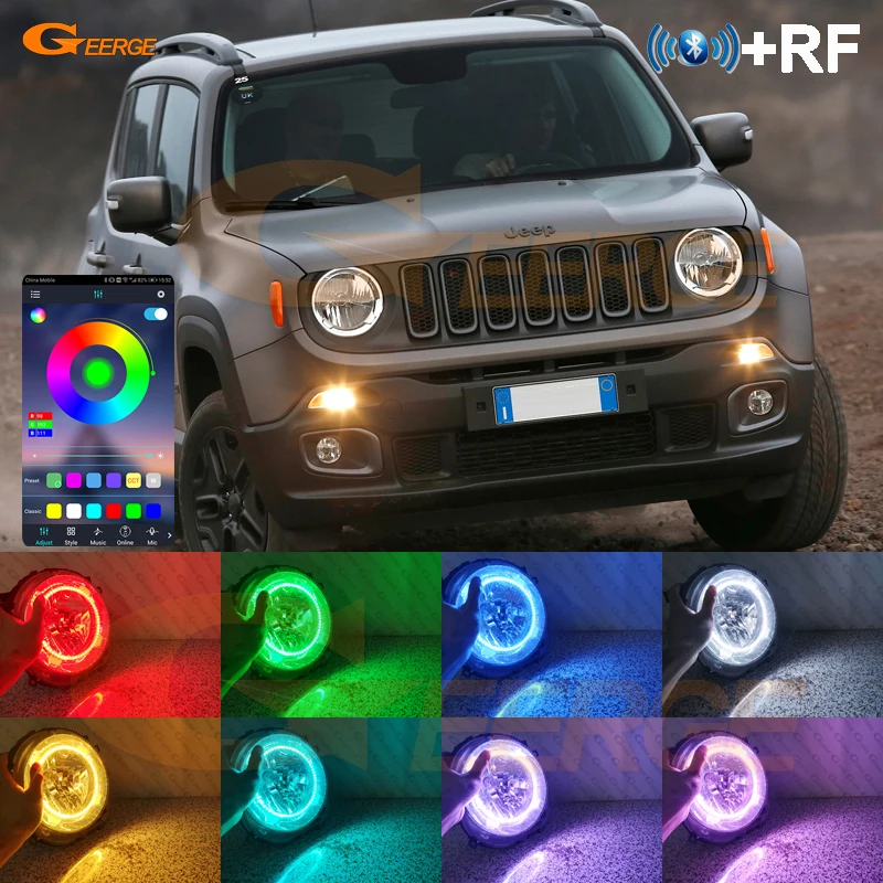 

Для JEEP Renegade 2014 2015 2016 2017 2018 2019 RF Remote BT App многоцветный ультра яркий RGB комплект светодиодов «глаза ангела» Halo Rings