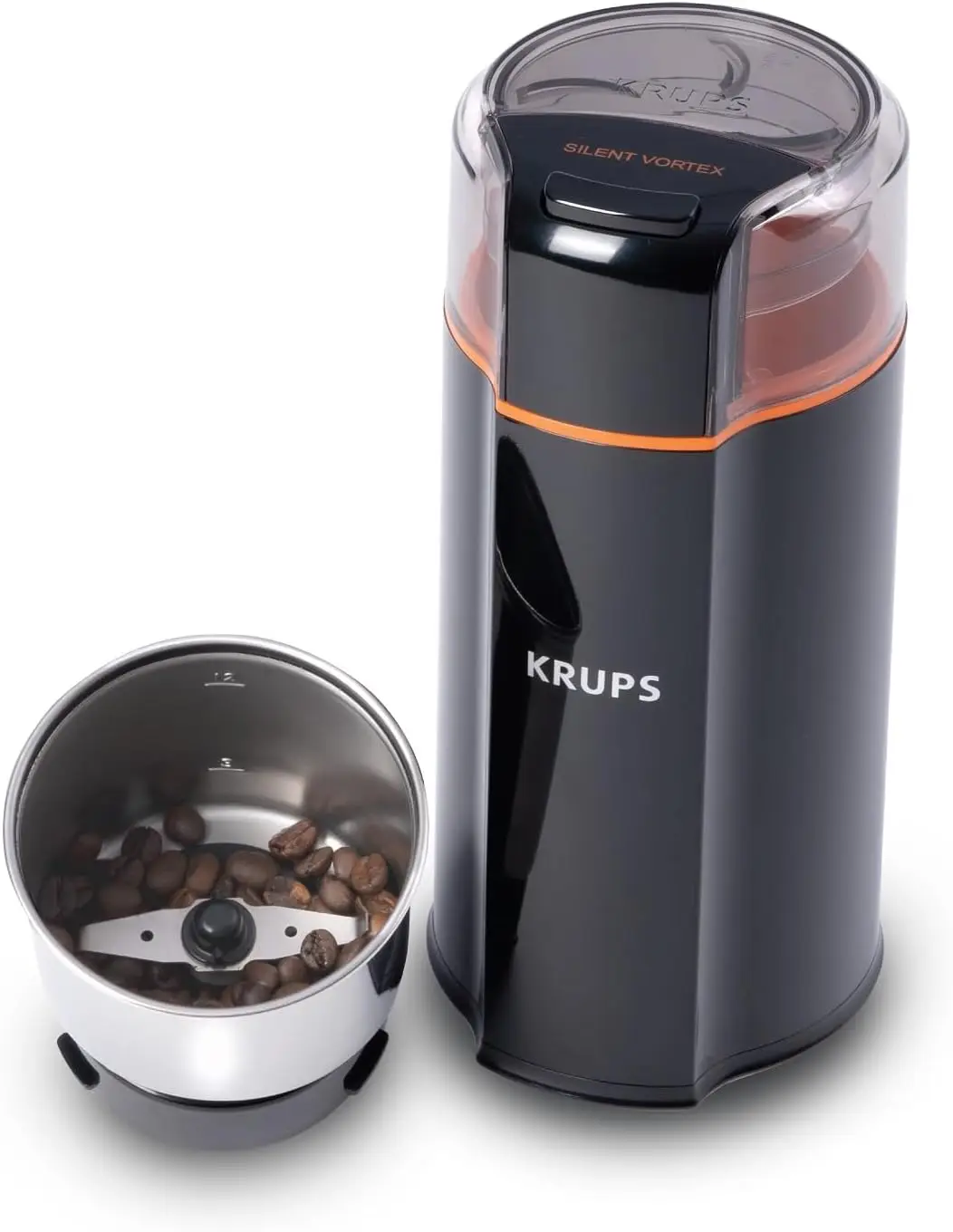 

Silent Electric Coffee Grinder: 5x Quieter, 3 oz Capacity for Beans, Spices & Herbs - Dishwasher-Safe Bowl, Black