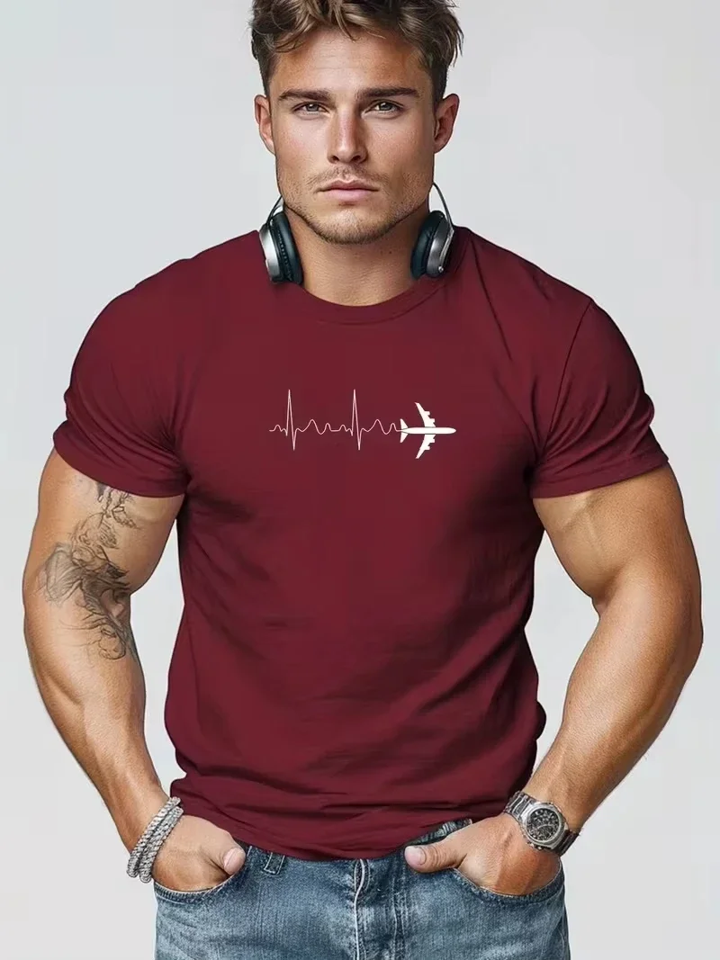 Men's Aircraft Signal Printed 3d Print Sports Quick Dry Breathable Men T Shirt Street Casual Loose Fashion Short Sleeve Tops