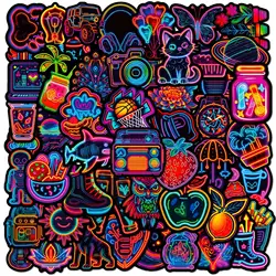 50PCS Cool Neon Light Stickers Trendy Graffiti Waterproof Vinyl Neon Stickers Pack for Phone