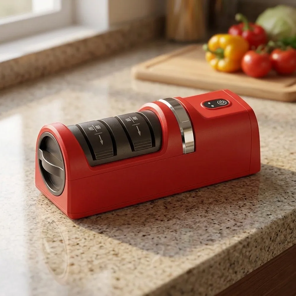 Sharpener For Kitchen And Outdoor Tools Green Electric Sharpener Smooth Finish Stable Performance for versatile Usage for