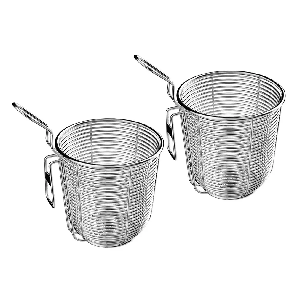 2Pcs Stainless Steel Hot Pot Strainer Mesh Food Strainer with Comfort Grip Handle Hanging Storage Hook for Kitchen Noodle Ramen