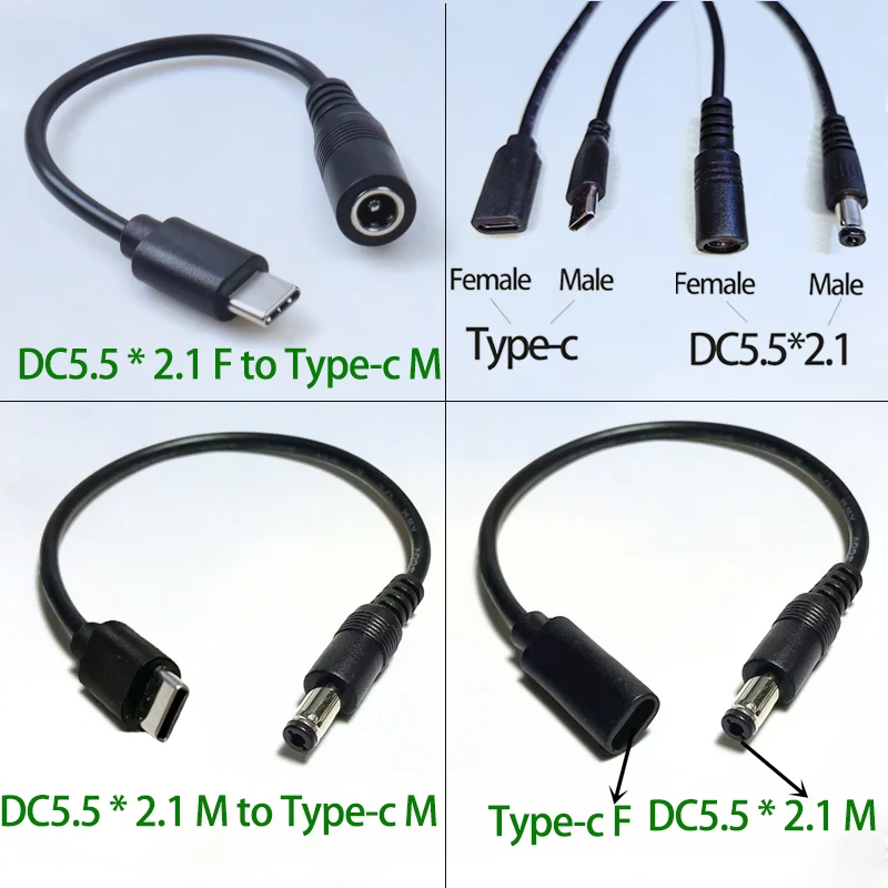 1PC DC5521MM Buchse/Stecker auf Typ-C-Ladekabel, kompatibel mit Mobiltelefon/Tablet-Stromversorgungskabel und 5V-Verbindungskabel