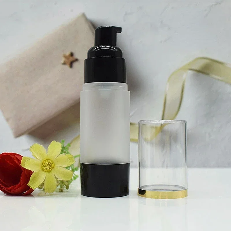 Plastic Black Empty Cosmetic Airless Bottle 15/30/50ml Treatment Pump Travel Vacuum Bottles Cream Holder Container