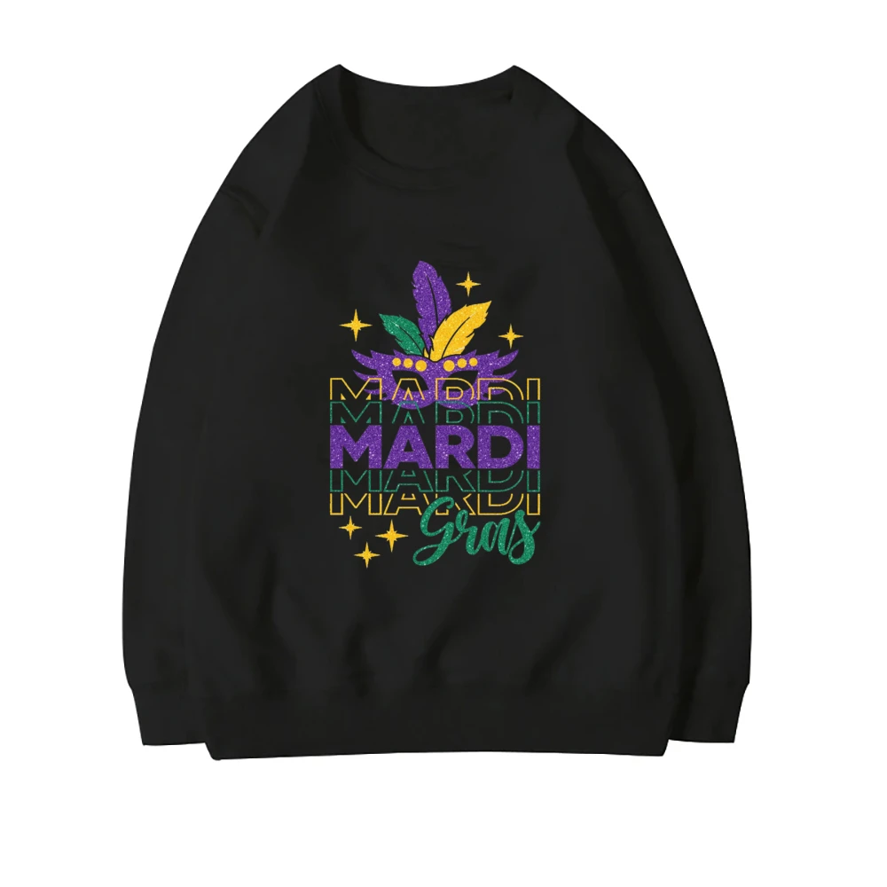 Mardi Gras Day Sweatshirts Saints Louisiana Flower De Luce Shirts Fat Tuesday Pullover Festival Carnival Party Clothes