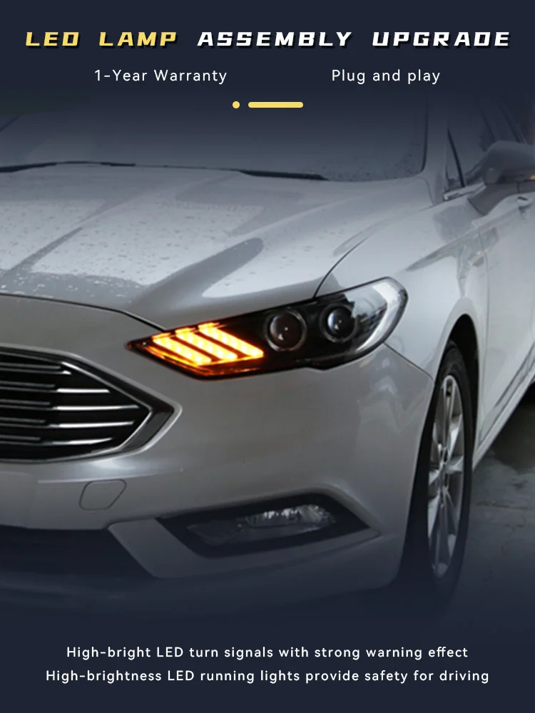 Car Lights For Ford Mondeo 2017 2018 2019 2020 2021 Headlight LED HID Projector Bifocal Lens DRL Signal Front Lamp Accessories