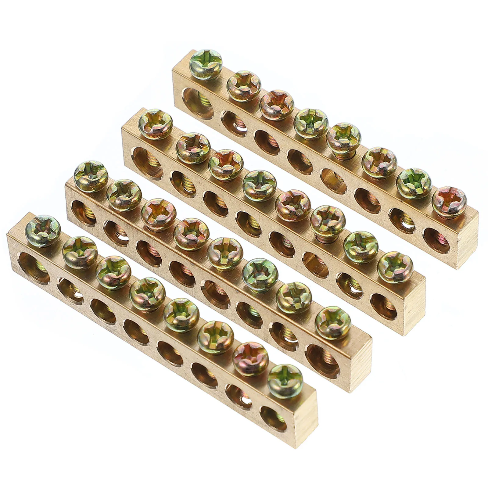 

4Pcs Copper Ground Neutral Bar Distribution Wire Terminal Block Screw Terminal Electrical Grounding Bars Connector
