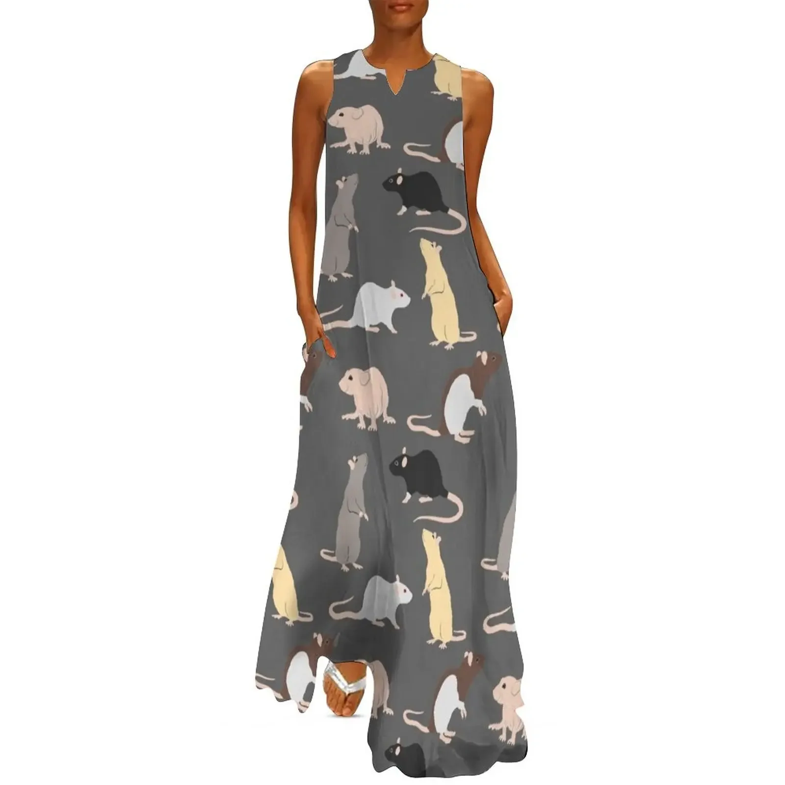 

Multi Colored rats on Gray Long Dress ceremony dresses Beachwear Elegant gowns elegant party dresses for women 2025 Dress