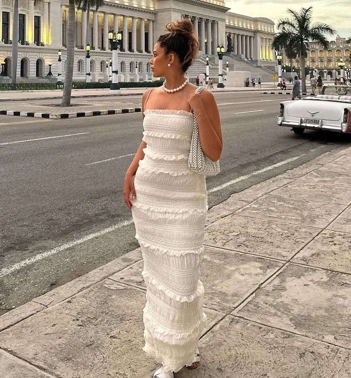 Elegant Beige Cake Dress Spaghetti Strap Wedding Party Dresses Summer women's Clothing Luxury Maxi Formal Occasion Dress  A3014