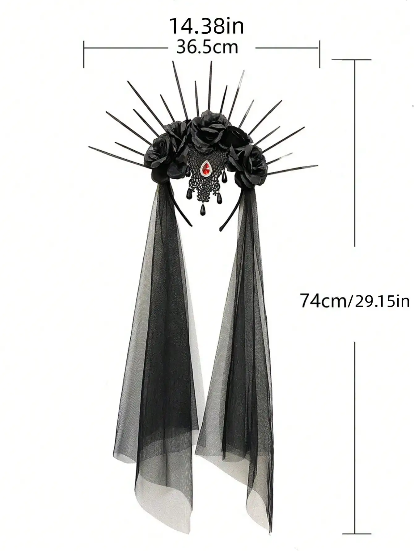 1pc Dress up Headcloth Hair Hoop Gothic Crown Mesh Black Rose Retro European and American Dress Gothic Tie Bridal Headcloth Hair