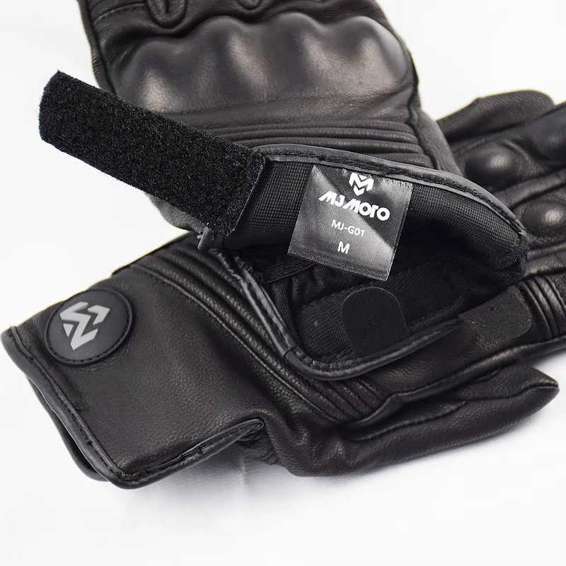 Guantes de carreras de motos de estilo vintage de lujo de cuero para hombre para ciclismo de descenso de verano, ajuste de muñeca corto con nudillo mejorado