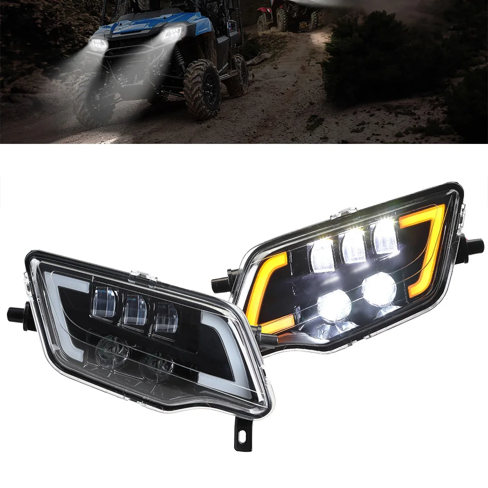 For Honda Pioneer 700/1000 Talon 1000 Rancher 420 Foreman 500 Rubicon LED Headlights w/ Turn Signal High/Low Beam DRL Waterproof