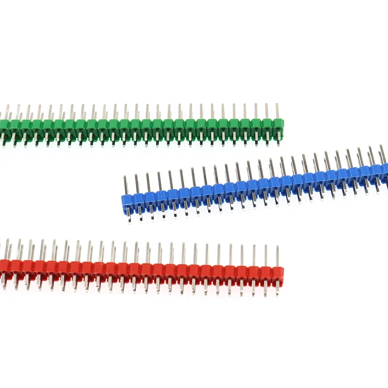 100 Uds 2,54mm 2X40Pin cabezal de Pin macho recto/Pin doblado para Arduino Pin de cobre/Pin chapado en oro/Pin de hierro de 8,5-21mm de longitud