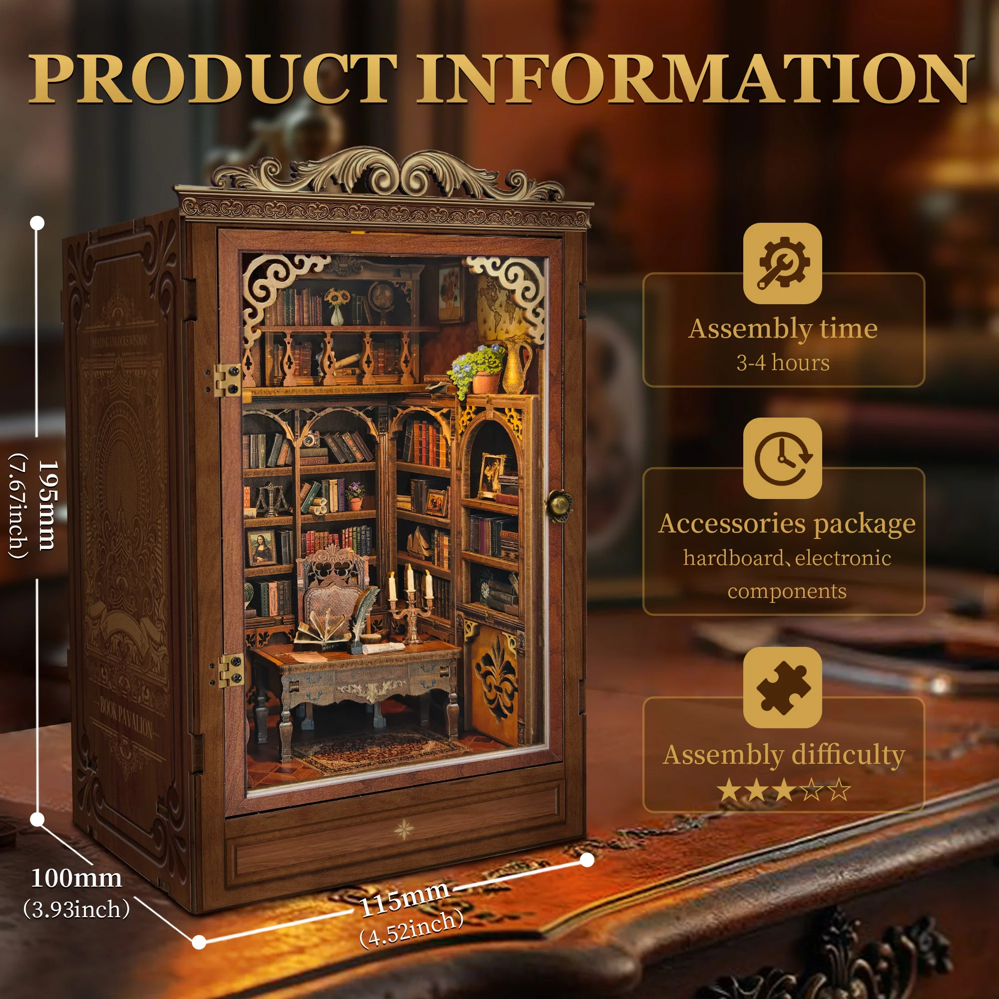 Diy livro nook prateleira inserir tempo livro casa estante de madeira modelo em miniatura kit com luzes estante para amigos presentes aniversário