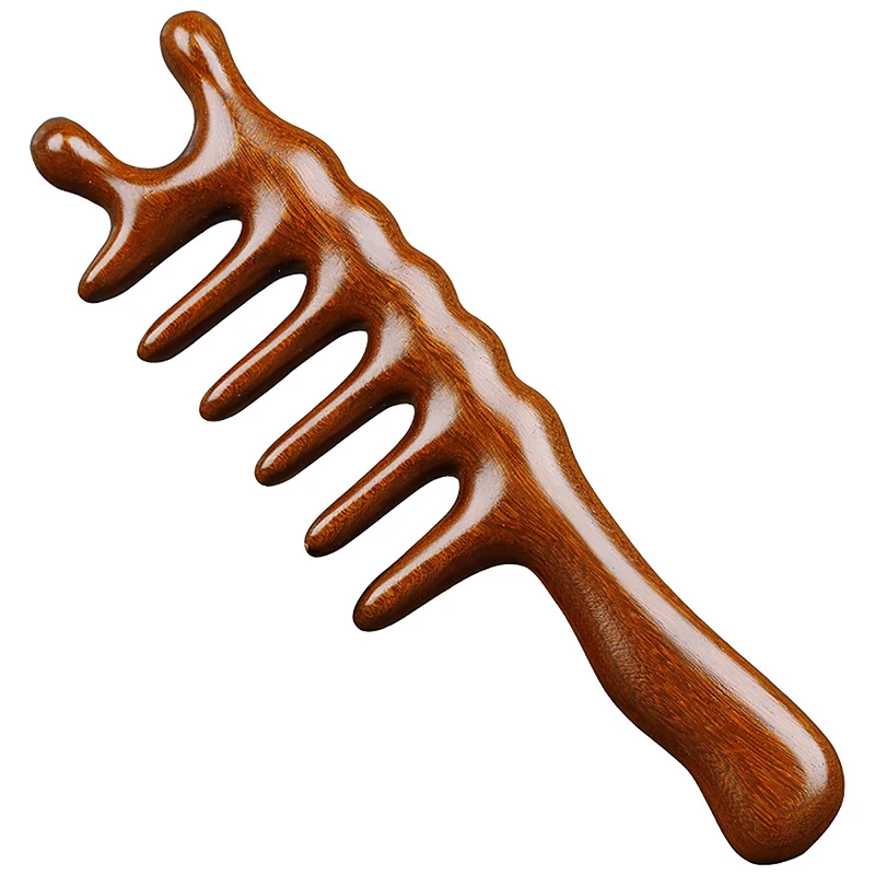 Head Antennae Massage Comb With Long Handle Acupoint Massager Sandalwood Massage Comb Anti-Static Smooth Hair Comb