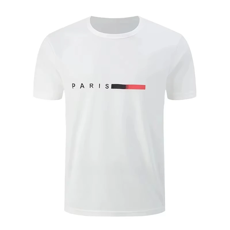 Men's Summer 100% Cotton Fashion Loose Paris Print Casual Slim Fit Crew Neck Short Sleeve T-shirt