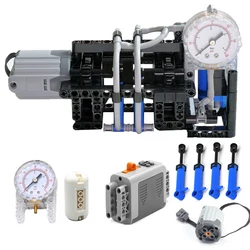 Technical MOC Pneumatic Pump Compact Building Blocks Model with 64065 75974  Airtank Pressure Gauge Manometer MOC Parts DIY Toys