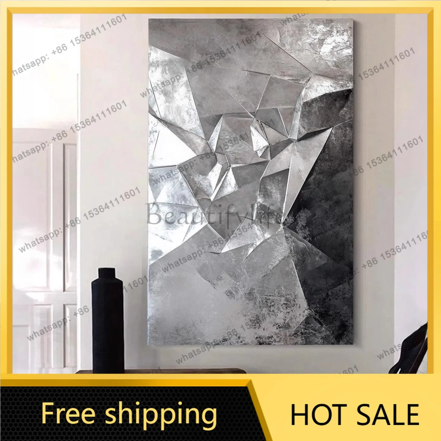 LJY modern simple hotel entrance entrance large decorative painting three-dimensional