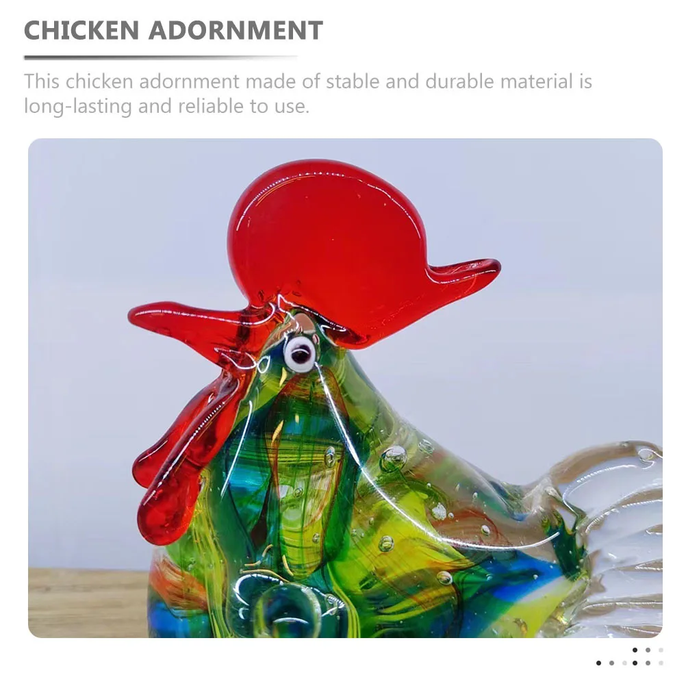 

Bright Nonfading Glass Chicken Ornament Handicrafts Stable Material Perfect for Courtyard Tabletop Bookshelf Decoration