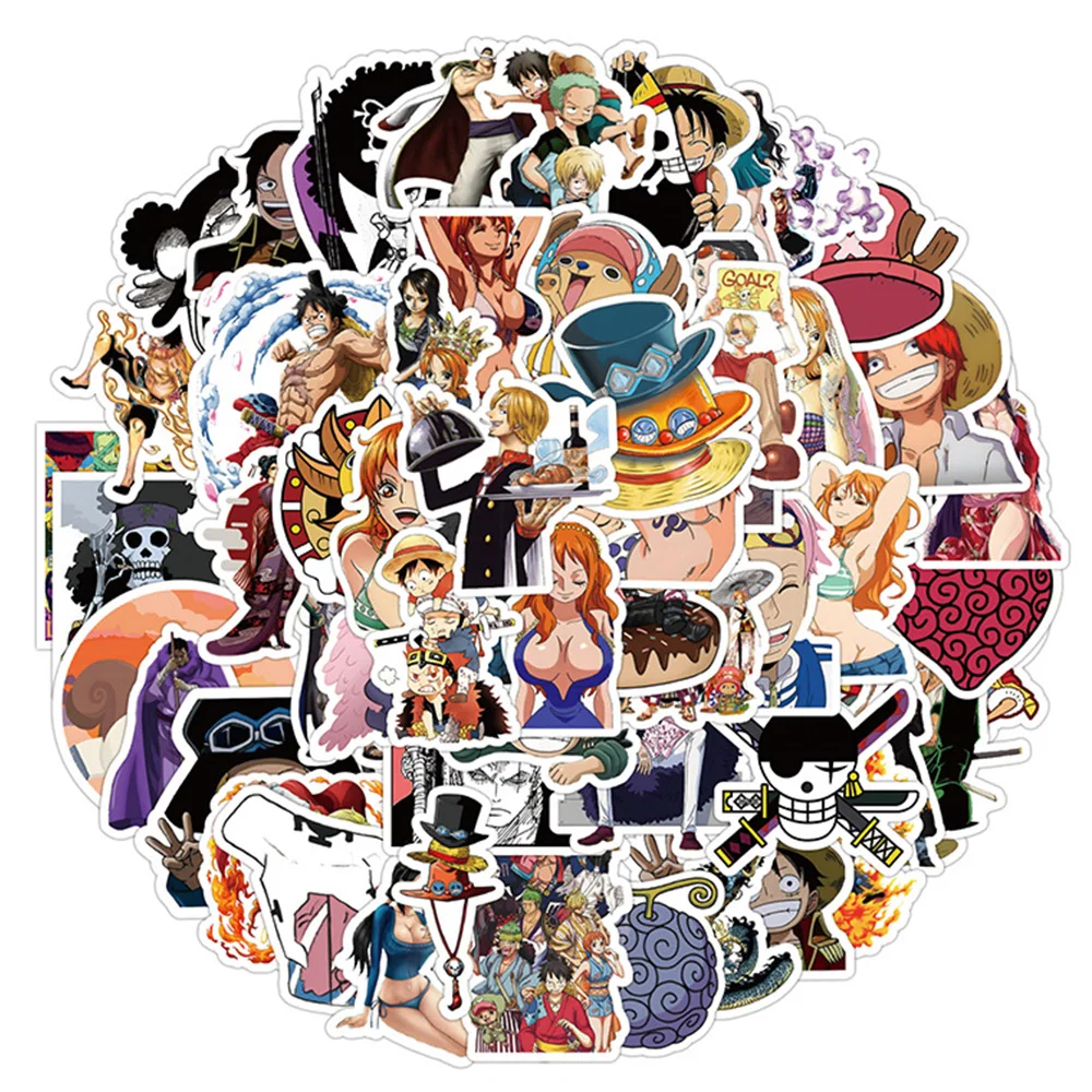 10/30/60PCS One Piece Anime Stickers Cool Cartoon Graffiti Decals Stationery Suitcase Water Bottle Car Classic Sticker for Kids