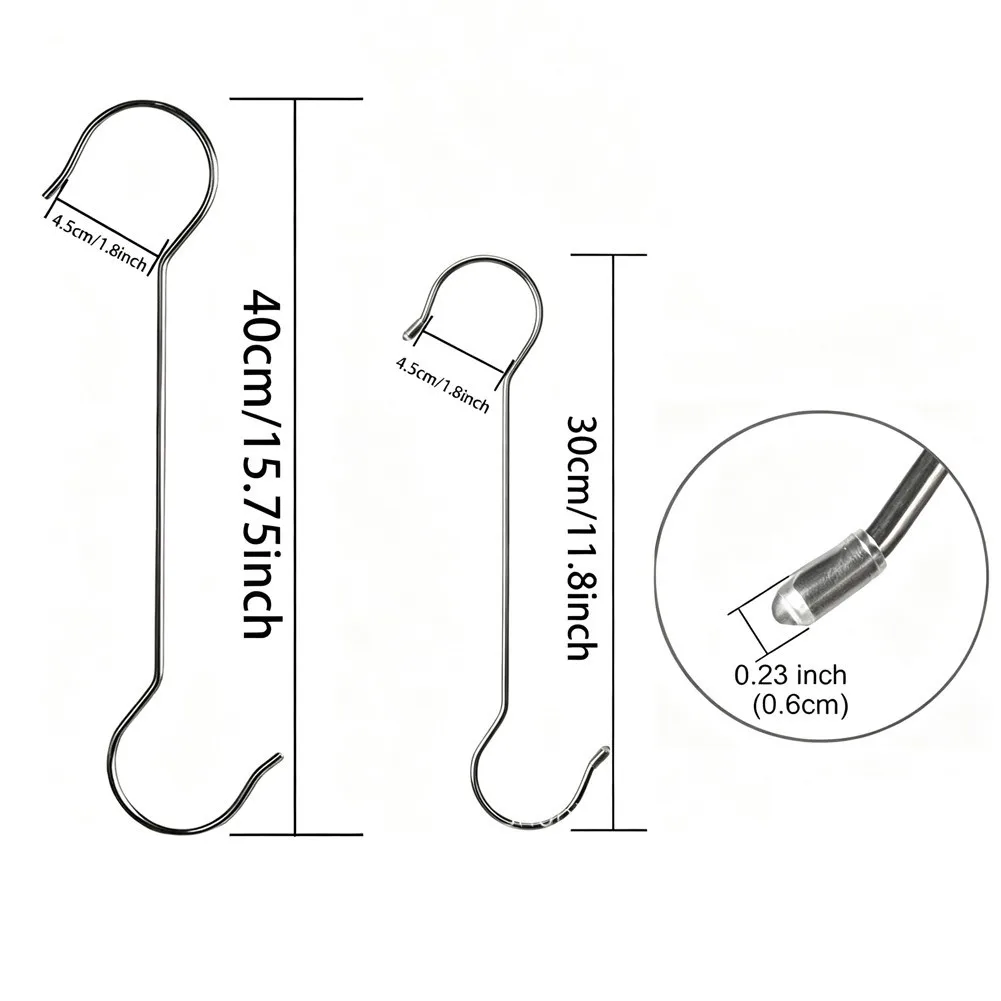 20pcs Garden S Hooks Metal for Hanging For Flower Bird Feeders Wind Chimes Outdoor Indoor Decor 30 cm and 40 cm