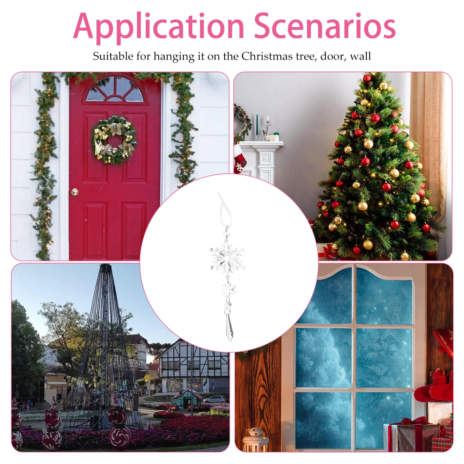 

2Pcs Christmas Snowflake Hanging Decor Xmas Tree Ornaments Festive Home Garden Decors Christmas Decorations Xmas Tree Ornaments