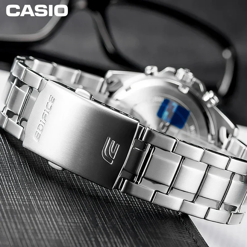 Casio EFR-552D Business Men\'s Elite Watch Steel Belt Silver Waterproof Quartz Watch Gift Multi-dial Stopwatch Calendar Unique