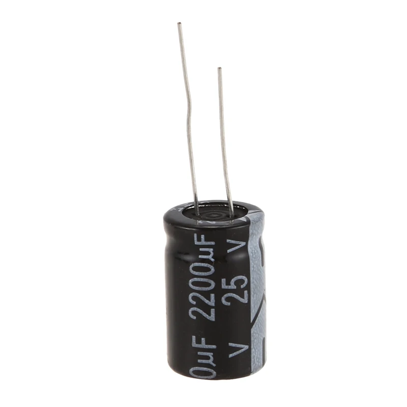 20 Pcs Black 2200Uf 25V Radial Aluminum Electrolytic Capacitors 1.3 X 1.3 X 2.1Cm