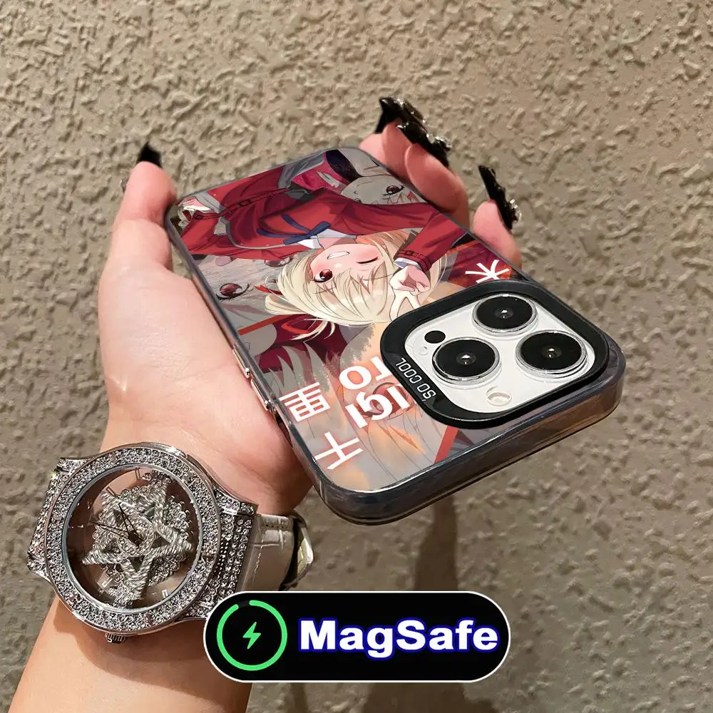 Lycoris نكص Chisato جراب هاتف آيفون 16 15 14 13 12 11 برو ماكس زائد MagSafe شفافة اللون واقية جميلة فاخرة