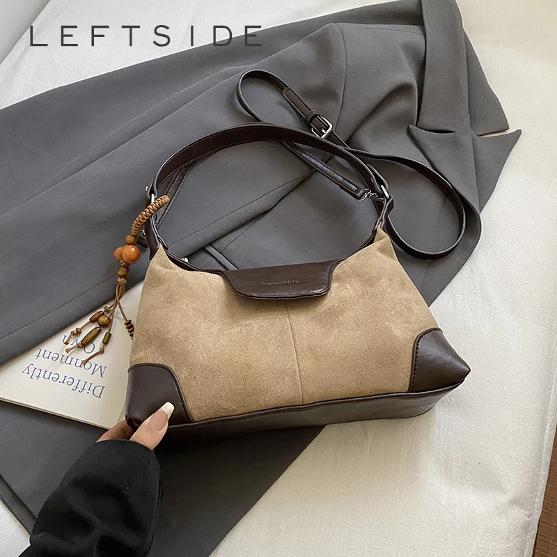 

LEFTSIDE Women Small PU Leather Armpit Shoulder Bag 2025 Winter Fashion Retro Underarm Crossbody Bag Luxury Designer Handbags