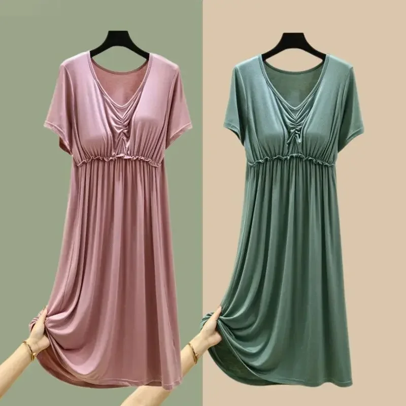 

Nightgown Dresses Women's Clothing Homewear Summer Thin New Versatile Wearable Comfortable Casual Loose Large Breathable Simple