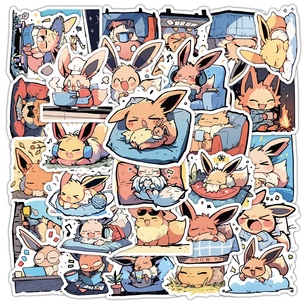 10/30/50PCS Pokemon Cute Kawaii Eevee Sticker Cartoon Funny Graffiti Waterproof Decal Kids Toy Gift DIY Stationery Box Notebook