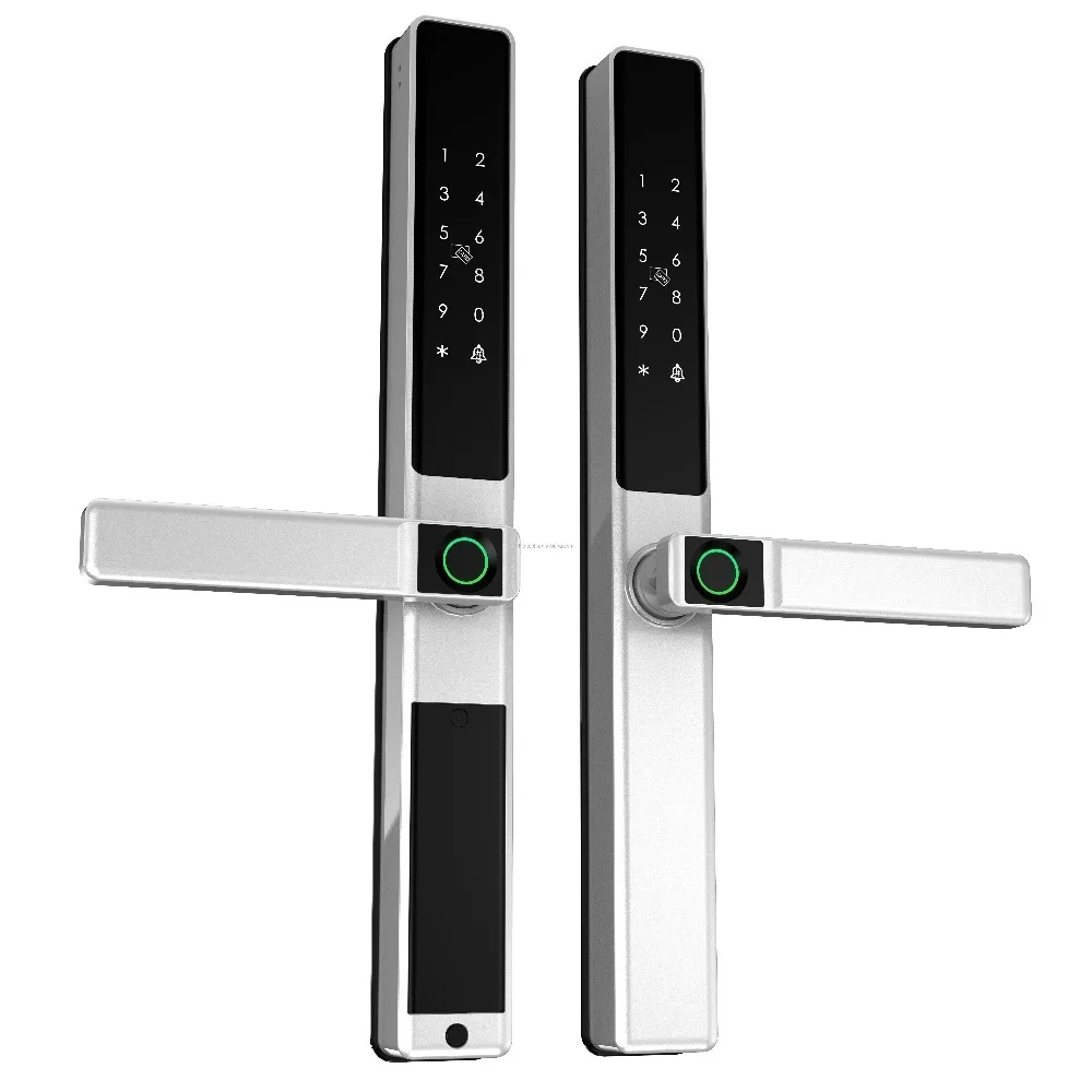 

Tuya Waterproof Fingerprint Digital Electronic Smart Locks for Double Side Sliding Glass Door Aluminum Steel Compatible Smart