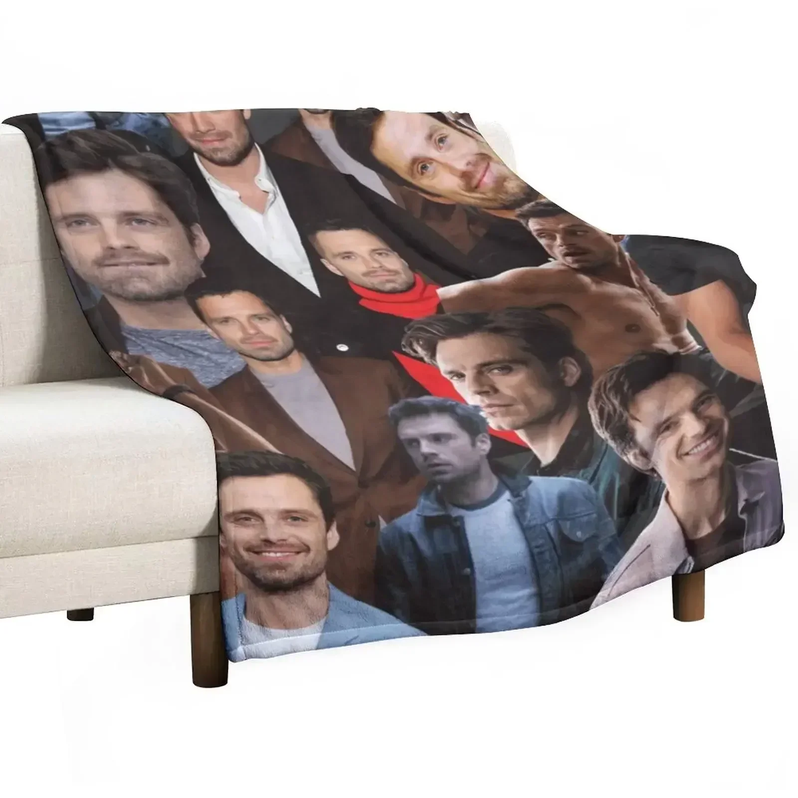 

Sebastian Stan photo collage Throw Blanket Fashion Sofas Summer Beddings Bed Fashionable Blankets