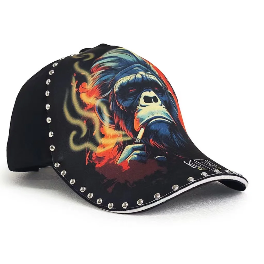 

Stylish Gorilla Duck Tongue Hat Men's Deep Hard Top Cool Printing Hat Trendy Casual Boys Outdoor Shading Widened Baseball Cap