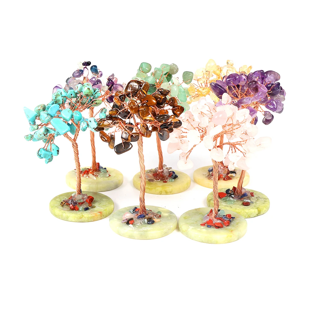 Mini Healing Natural Stone Pink Crystal Quartz Citrine Rich Tree of Life Wish Minerale Room Home Decoration Lucky Christmas Gift solar led lawn lamp home garden atmosphere decoration grass waterproof landscape arrangement smart solar light