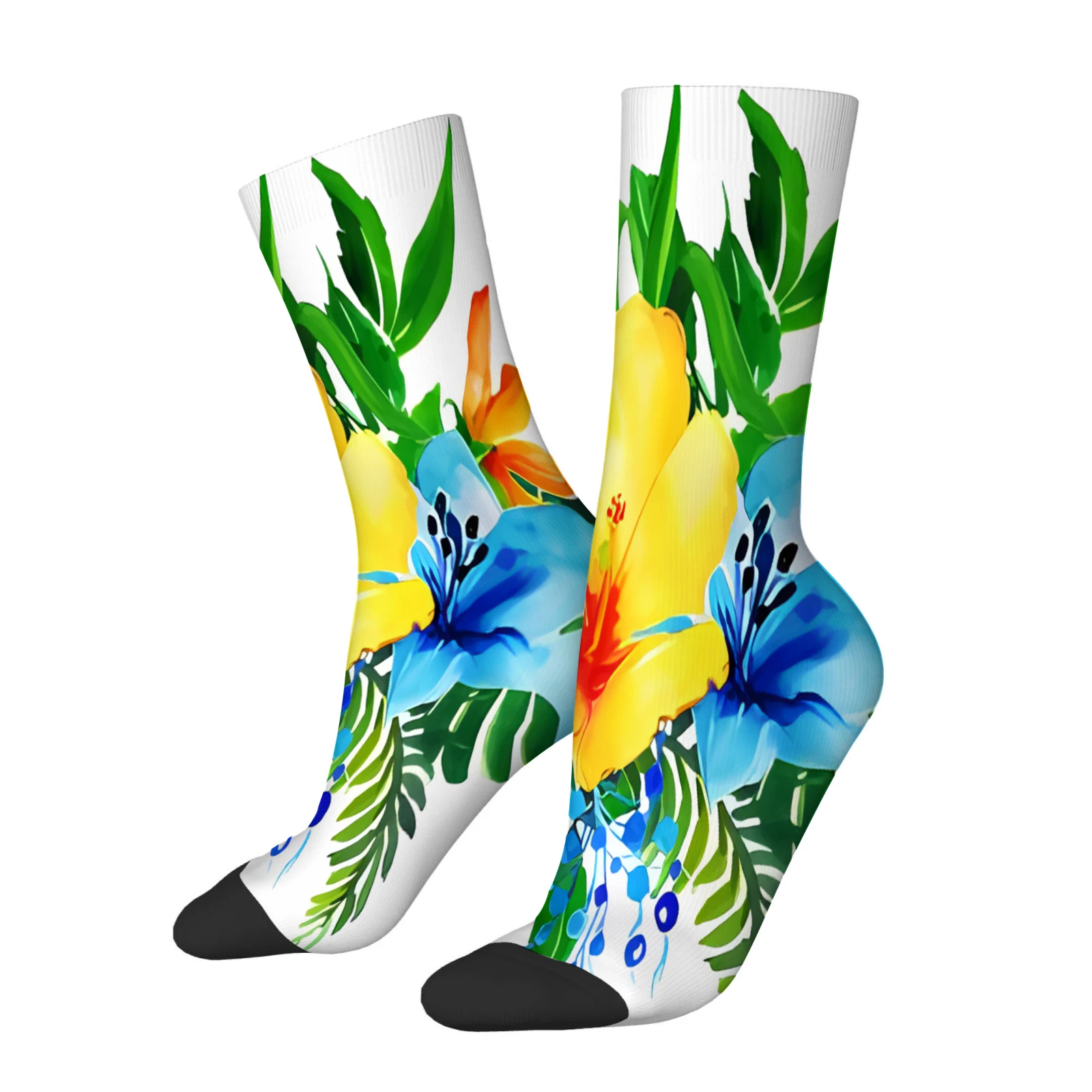 Unisex Vaporwave Retro Coconut Tree Sunset Printed Crew Socks Neon Color Cotton Long Socks Streetwear Fashion Casual Socks