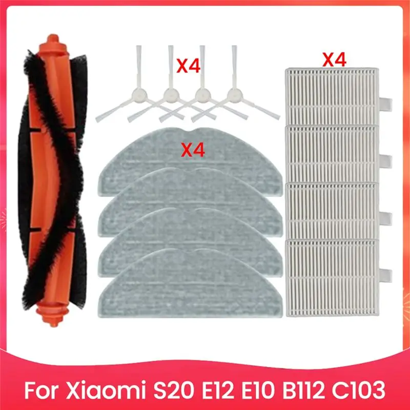 CYCLI-For S20 E12 E10 B112 C103 For S20 E12 E10 B112 C103 Main Brush Side Brush Filter Mop Cloth Set