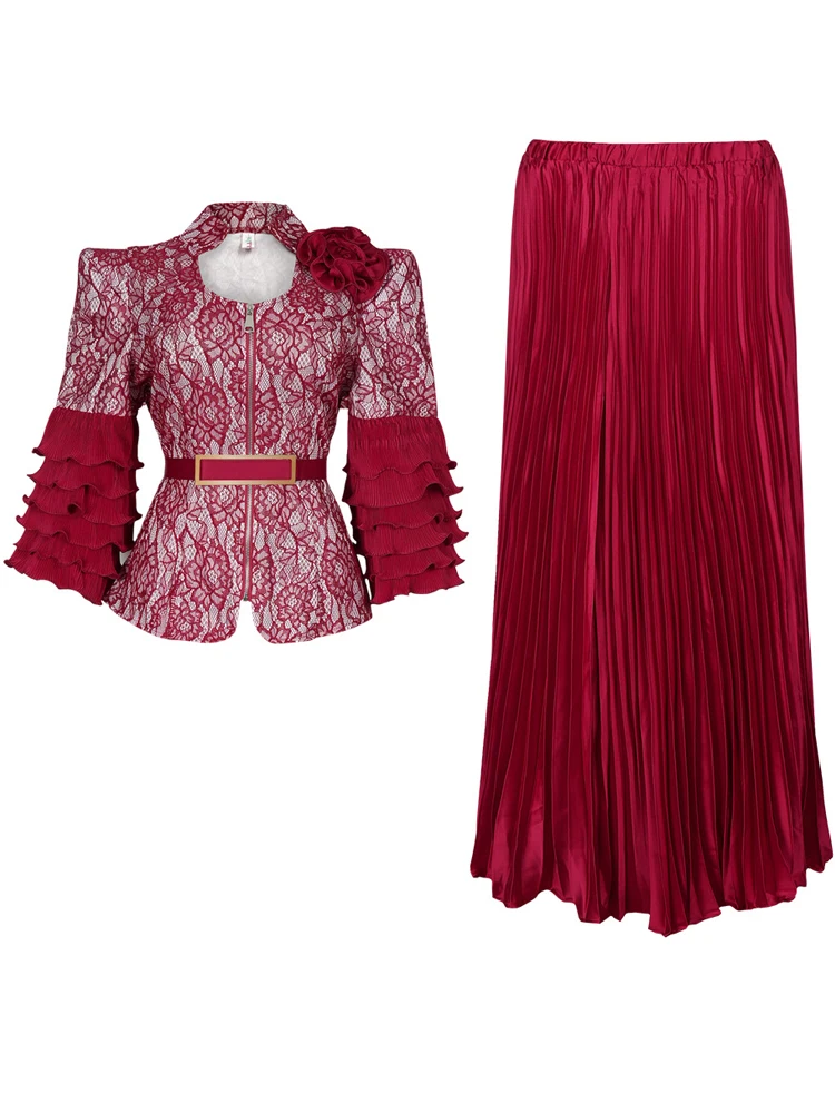 Femmes vêtements de fête de mariage robes de soirée de bal à volants manches hauts et jupe costume 2 pièces ensemble Dashiki tenues 2025 robes pour dames