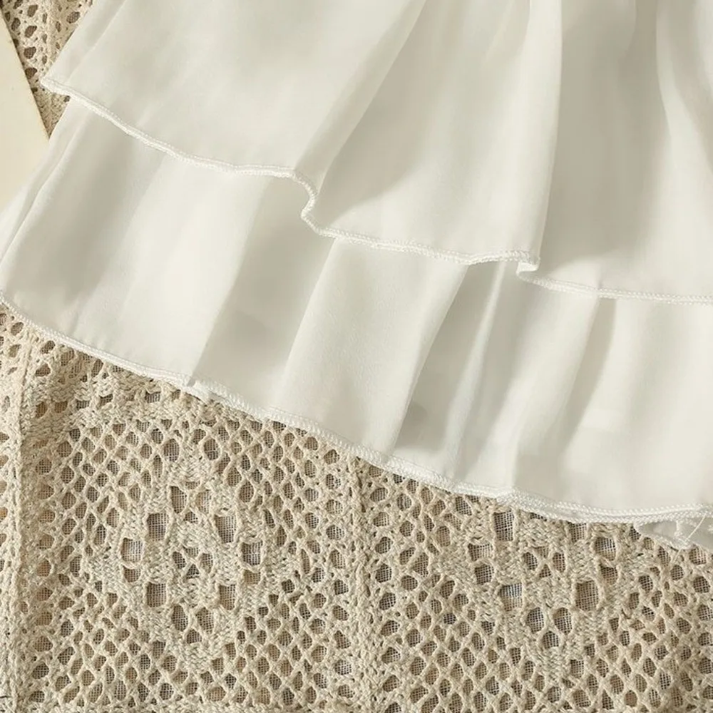 Chic Sweet Style Pleated A-Line Skirt Versatile Elegant Tiered Skirt High Waist Basic Cut Elastic Waist Skirt Summer