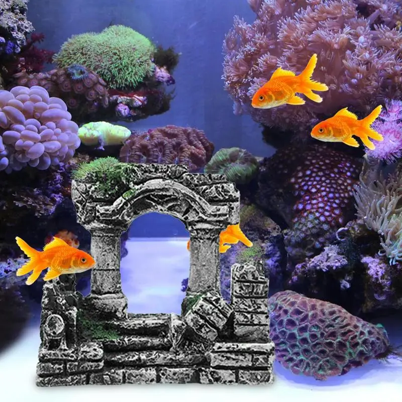 Fish Tank Decor Resin Solid Vintage Roman Column Aquarium Decorations Fish Tank Rock Ruins Plants Decor Aquarium Decoration