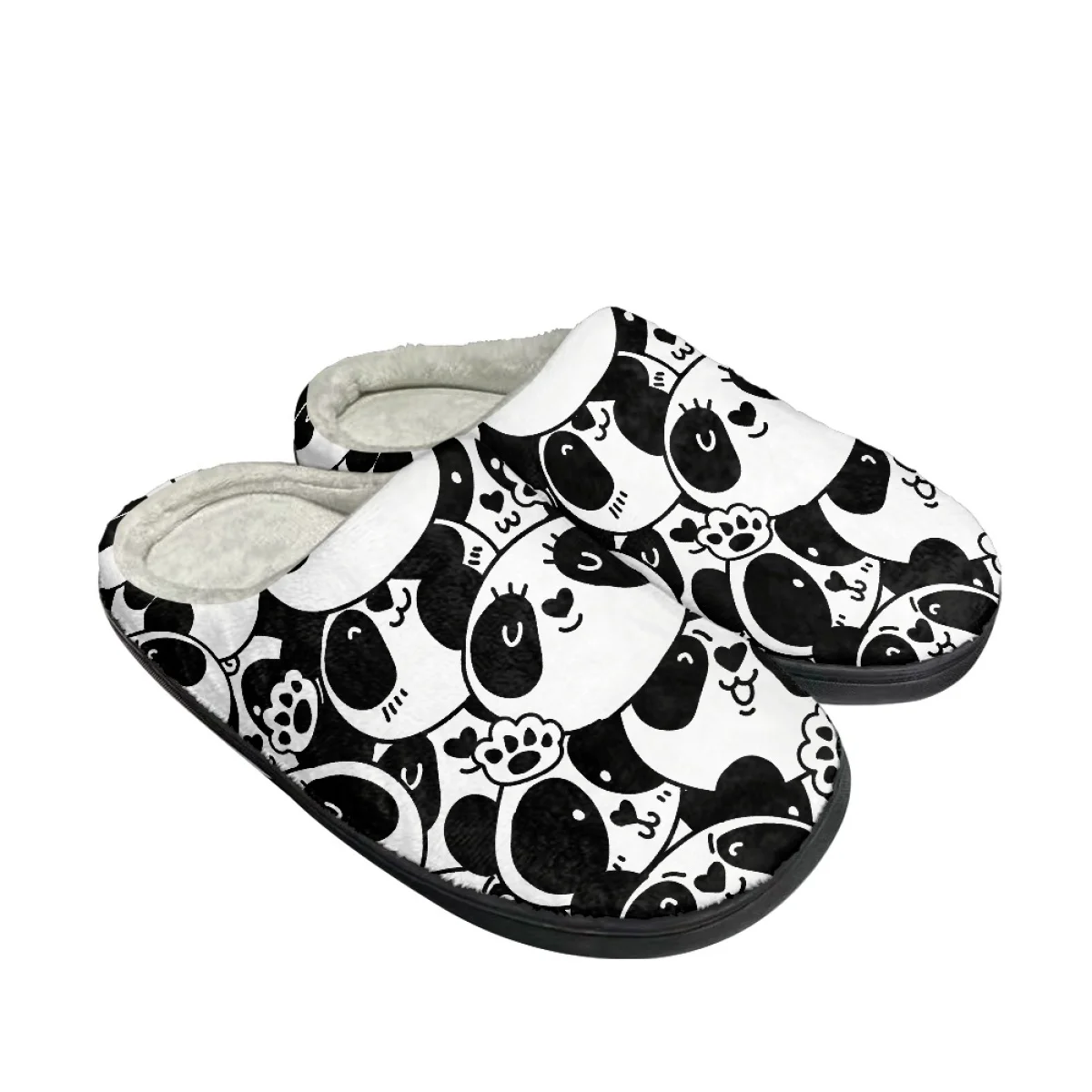 Cute Cartoon Giant Panda Pattern Home Cotton Slippers for Women Men Indoor Floor Flat Shoes Chaussure FemmeBedroom Slides New
