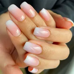 Ombre French Ballerina Fake Nail Pink Gradeint Natural Coffin False Nails Wholesale Nails Supplier Manicure Tool 24pcs/Box