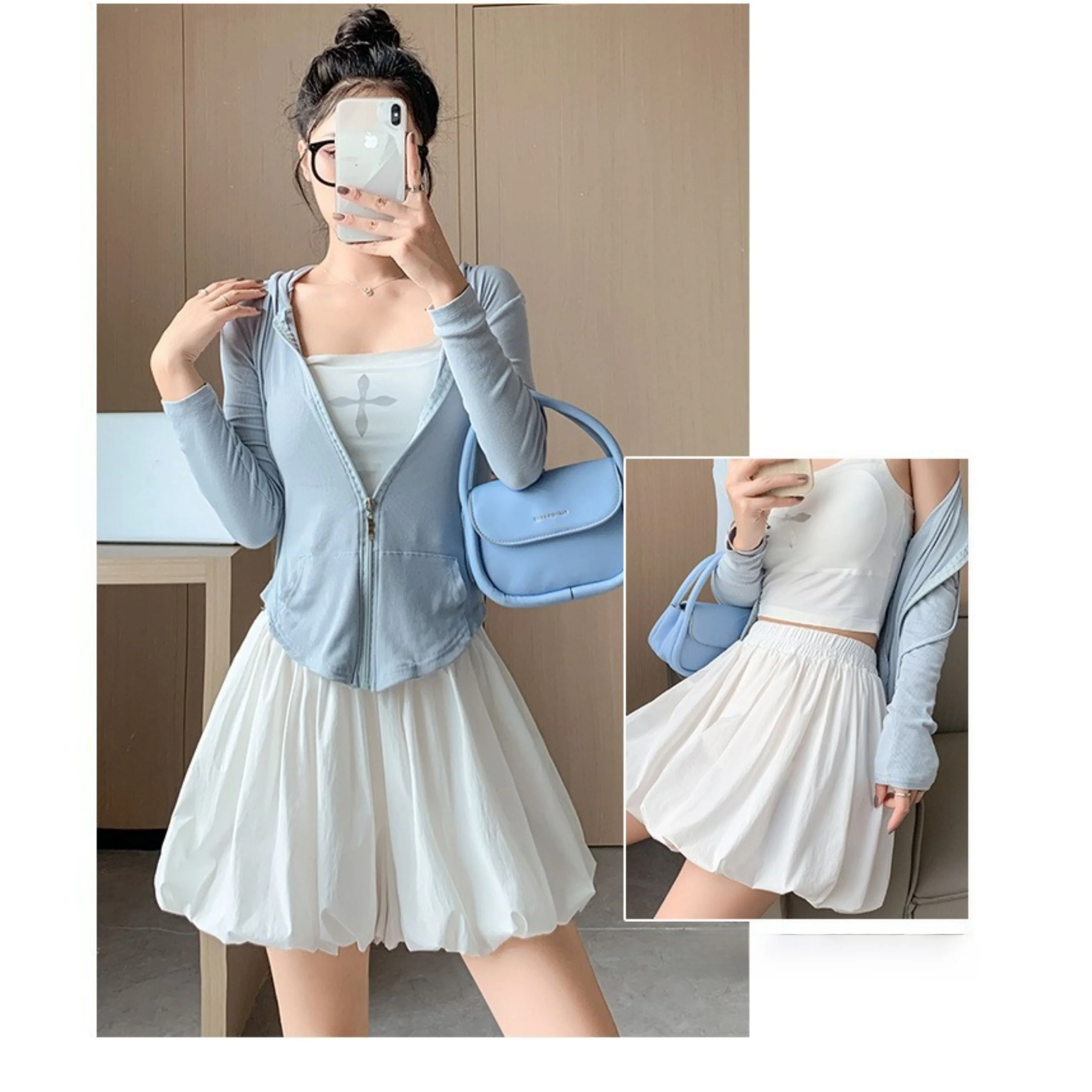 

2025 Summer New Style Loose Fit Bloomer Shorts Pants Elastic Waist Slimming Puffy Lantern Skirt Pants Versatile High Waist ...