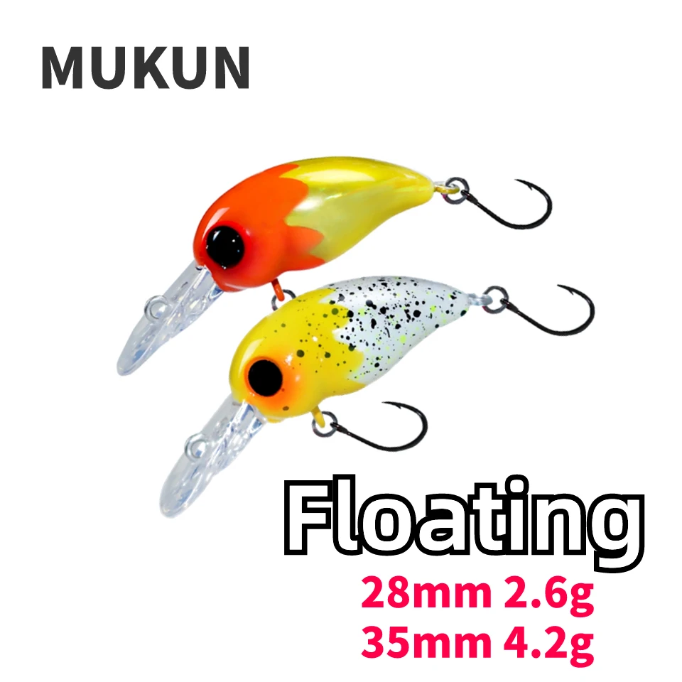 MUKUN mini Trout Ultralight Spinning Fishing Lures Micro Wobbler Crankbait 28mm 2.6g 35mm 4.2g Freshwater Artificial Baits