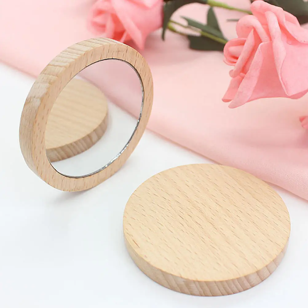 4-delige draagbare make-upspiegels Houten eenvoudige spiegel Prachtig vakmanschap Duurzaam materiaal Perfect voor reisgeschenken
