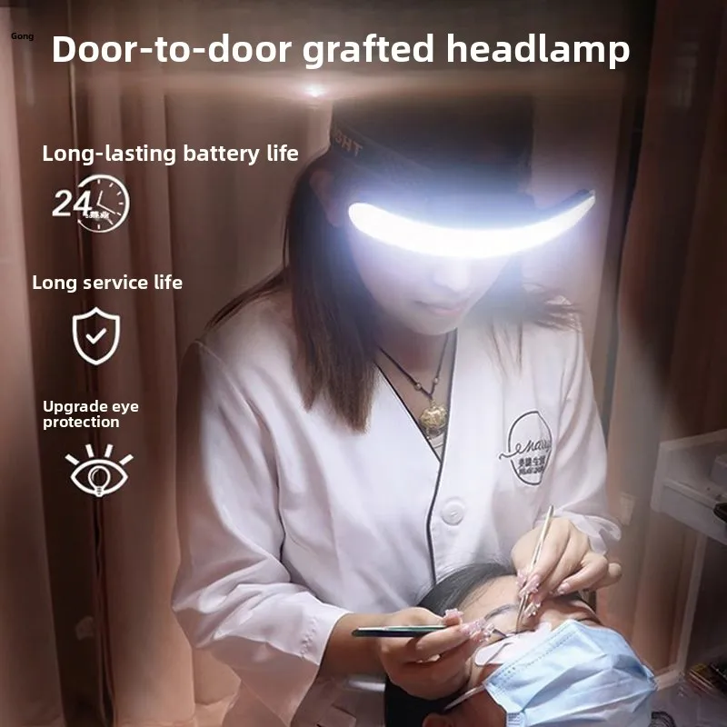 90° Adjustable Headlamp with COB Floodlight and XPG Spotlight – Ideal for Eyelash Extensions, Microblading, and Nail Art