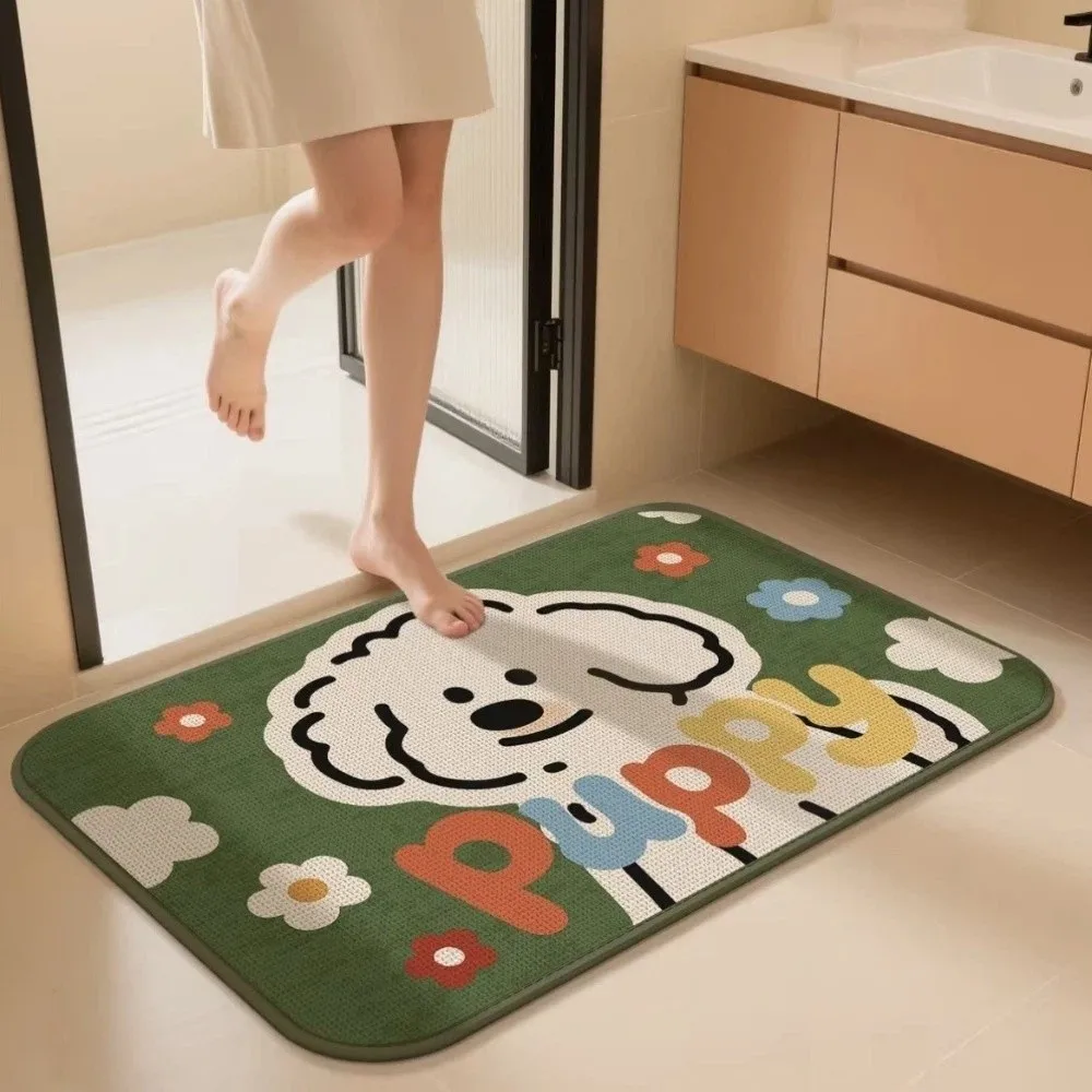 

Cute Style Anti Slip Cartoon Floor Mat Animal Pattern Absorbent Absorbent Rug Soft Imitation Weaving Kitchen Mats Entry